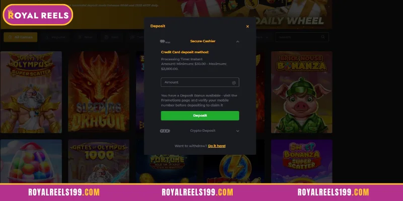 Secure Deposits and Withdrawals in Royal Reels